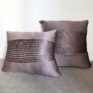Chocolate Brown Satin Pleated Throw Pillows